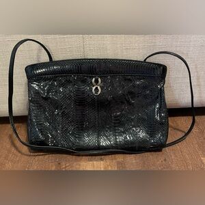 Bags by Varon vintage black snakeskin and leather purse shoulder bag croc